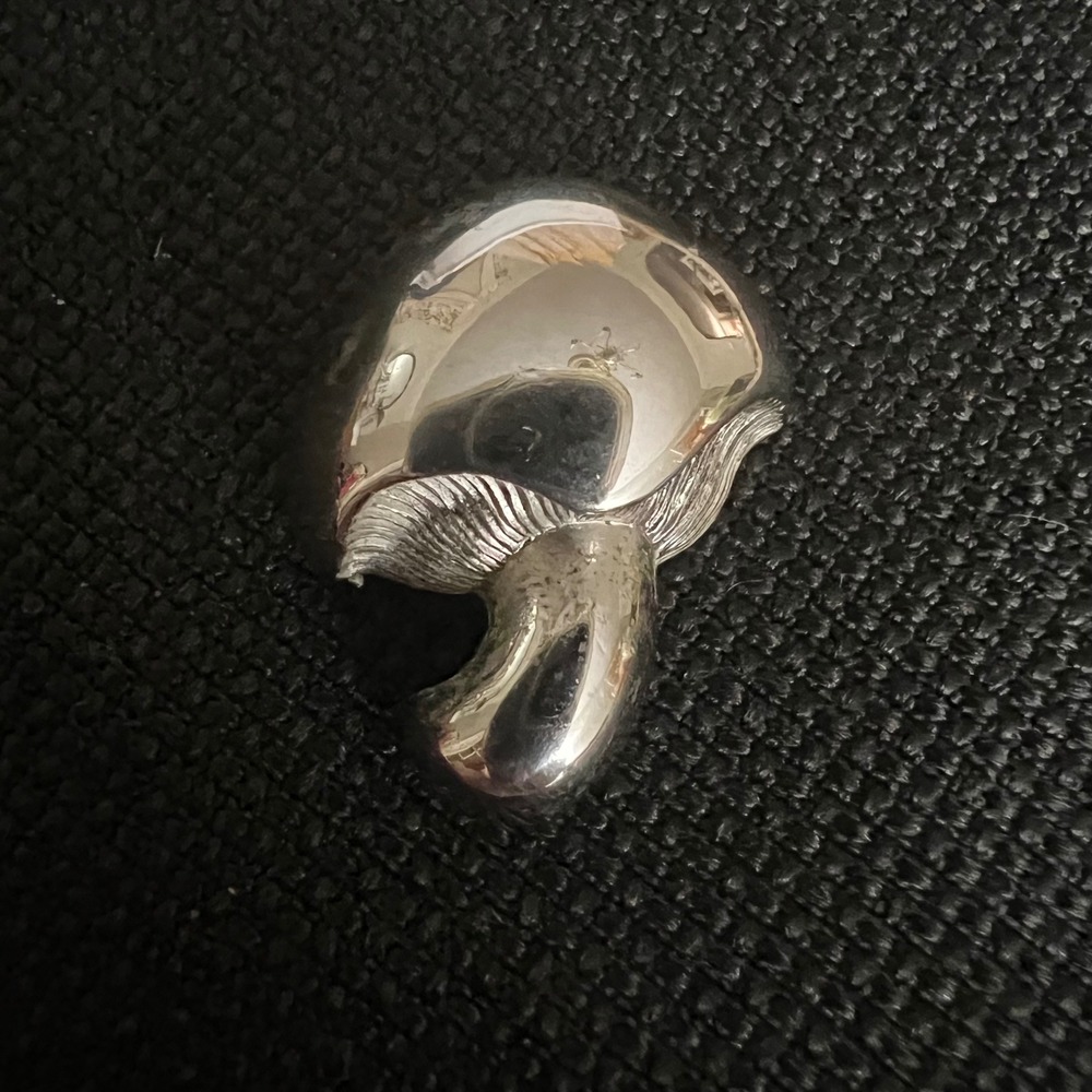 Vintage Monet Silver Tone Mushroom Pendant Charm Cottagecore 1.25"